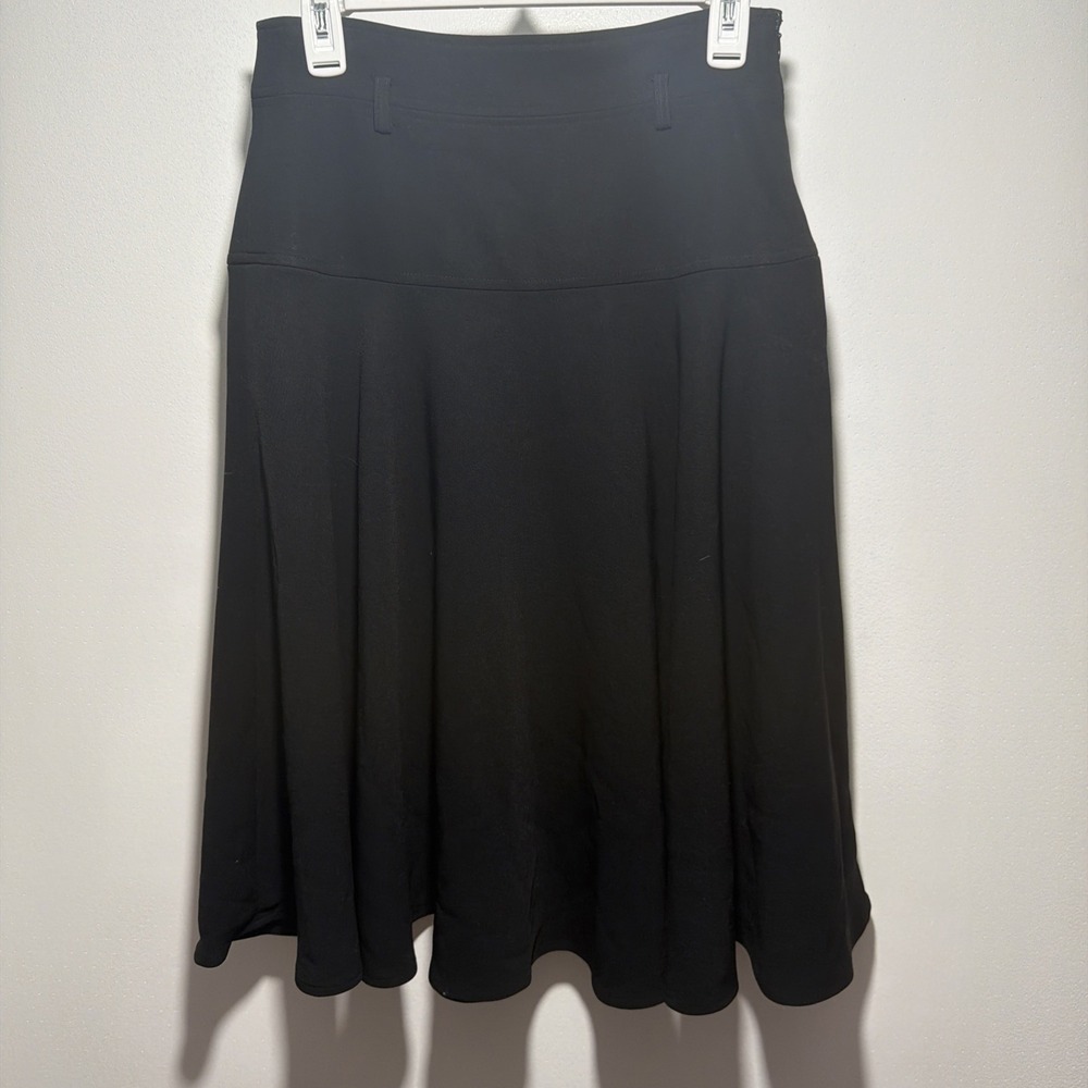 Calvin Klein Women's A-Line Flared Lux Midi Skirt Black Sz 2